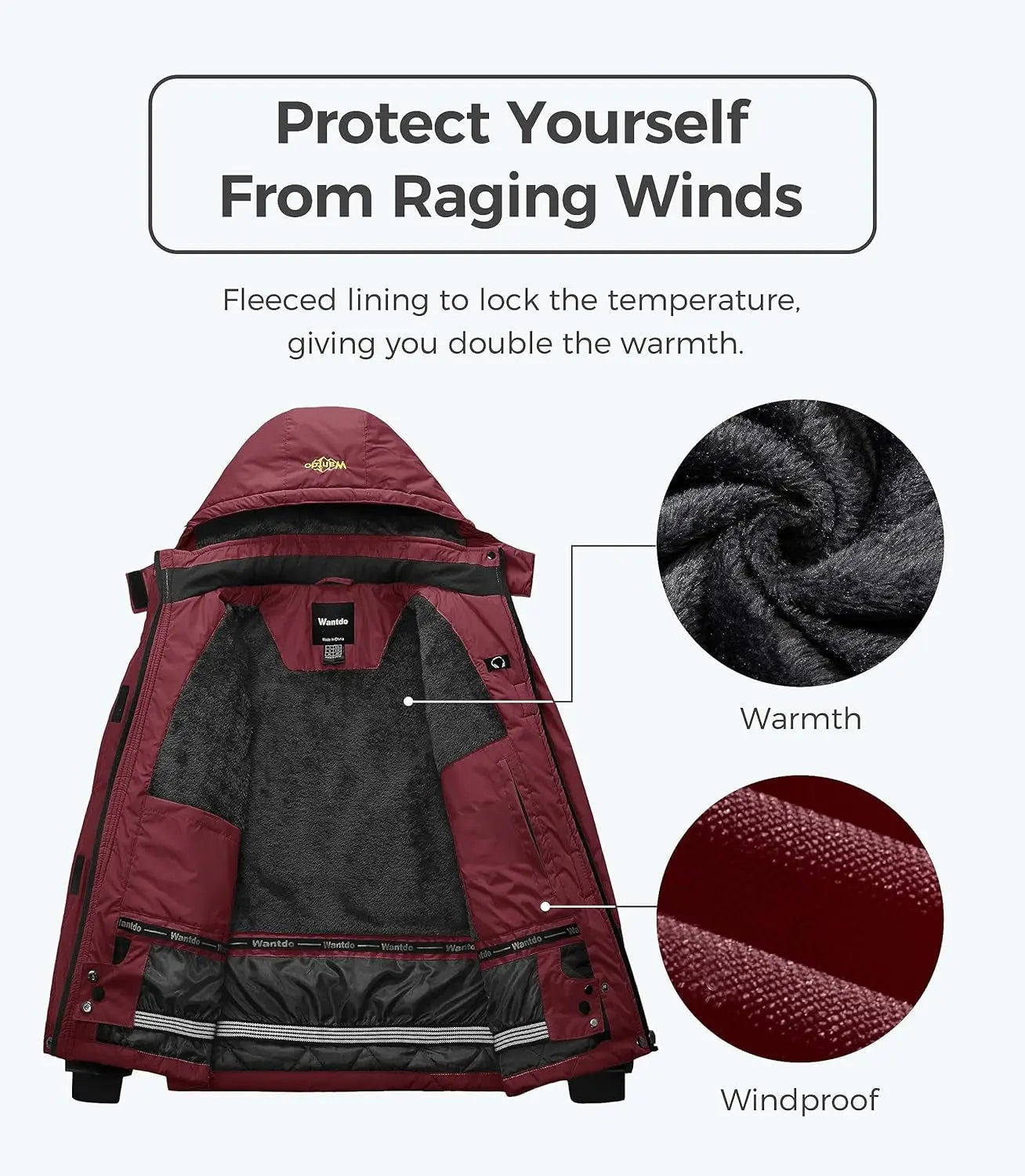 Women's Mountain Waterproof Ski Jacket Windproof Rain Jacket Winter Warm Hooded Coat Rnispir Store