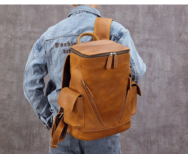 Men's Large Capacity Leather Travel Backpack Sell My Stuff