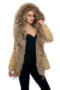 Genuine Silver Fur Trim Parka with Rabbit Fur Insulation
