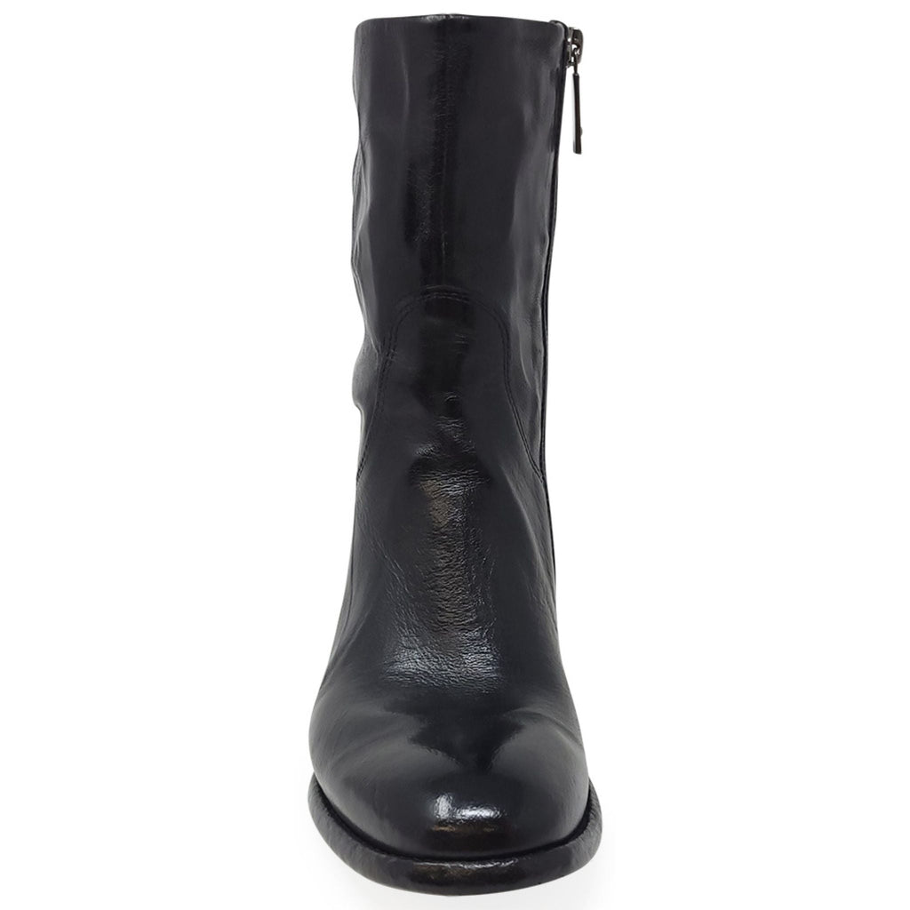 Black Leather Mid Calf Boot