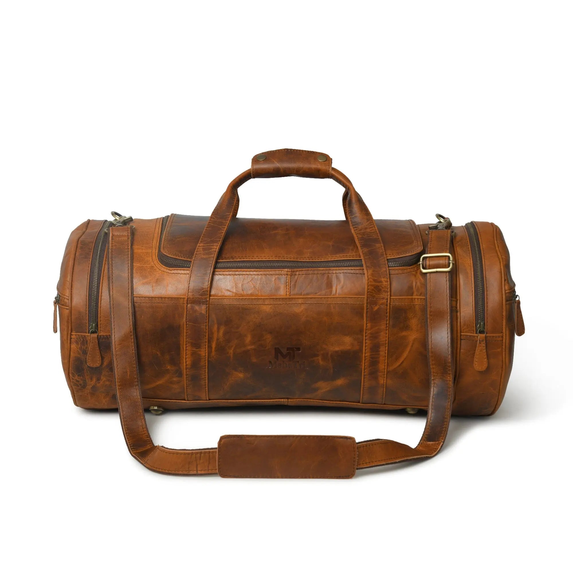 Leather Gym Travel Bag, Round Classy Leather Bags