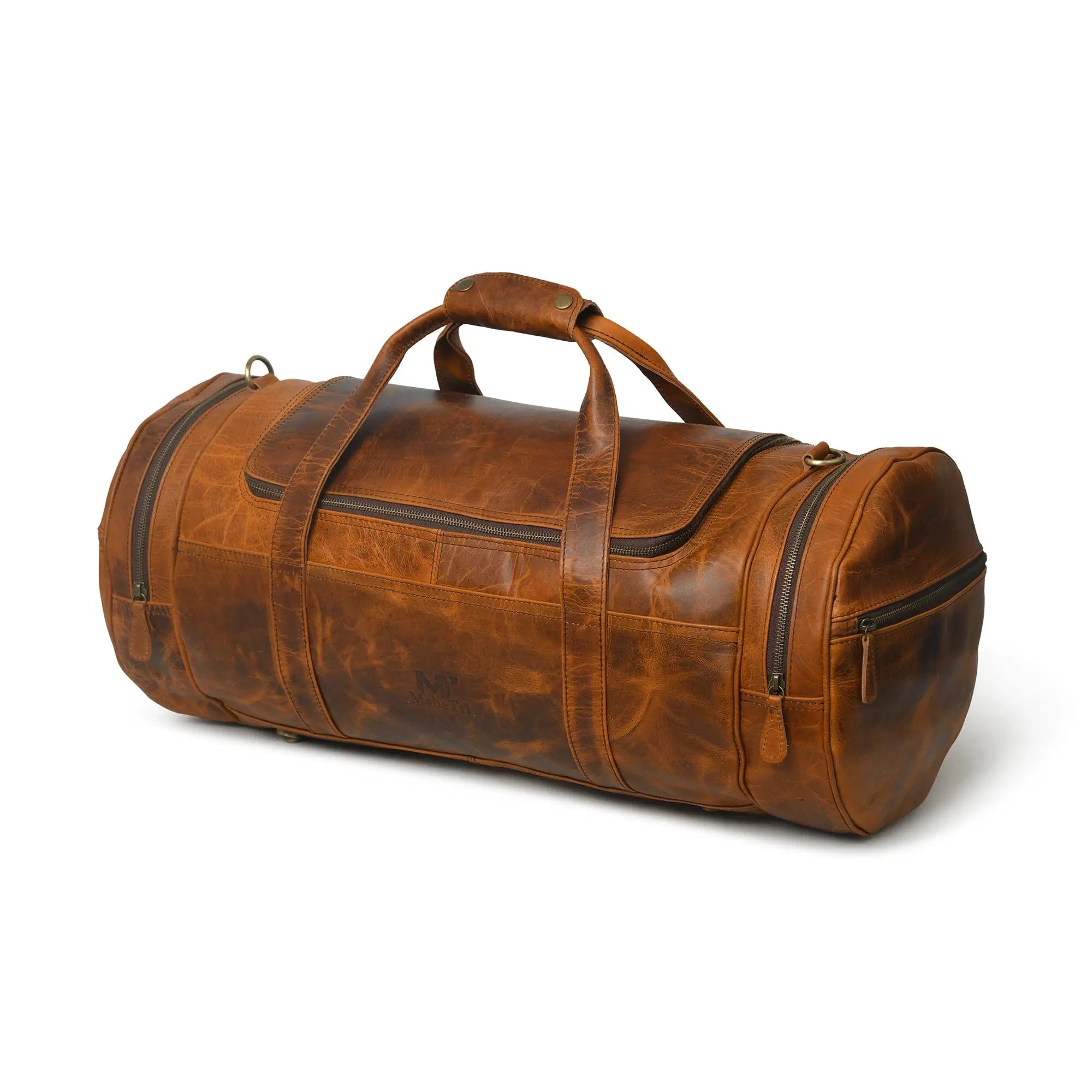 Leather Gym Travel Bag, Round Classy Leather Bags