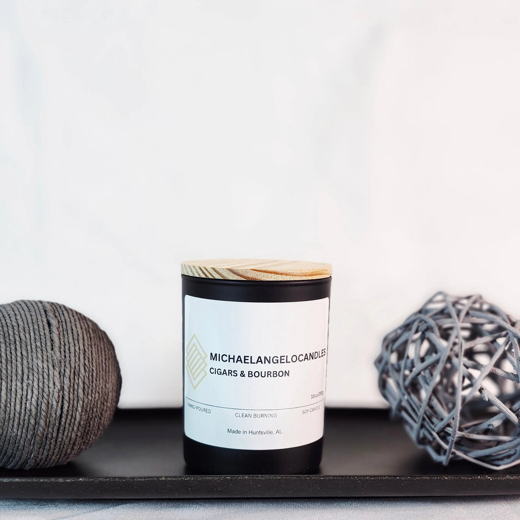 Cigars & Bourbon - Soy Wax Candle 11oz with Lid Michaelangelocandles