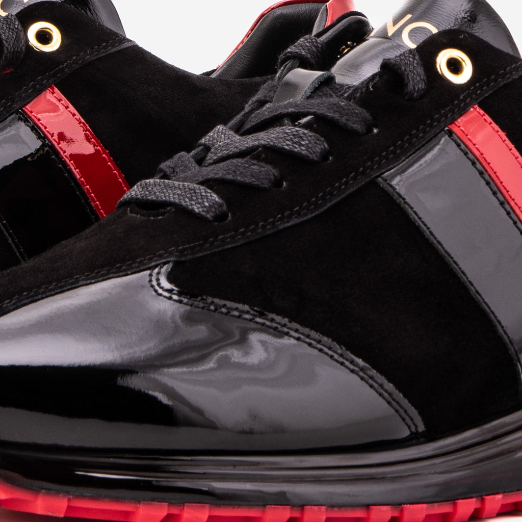 The Inferno Black & Red Leather Men Sneaker