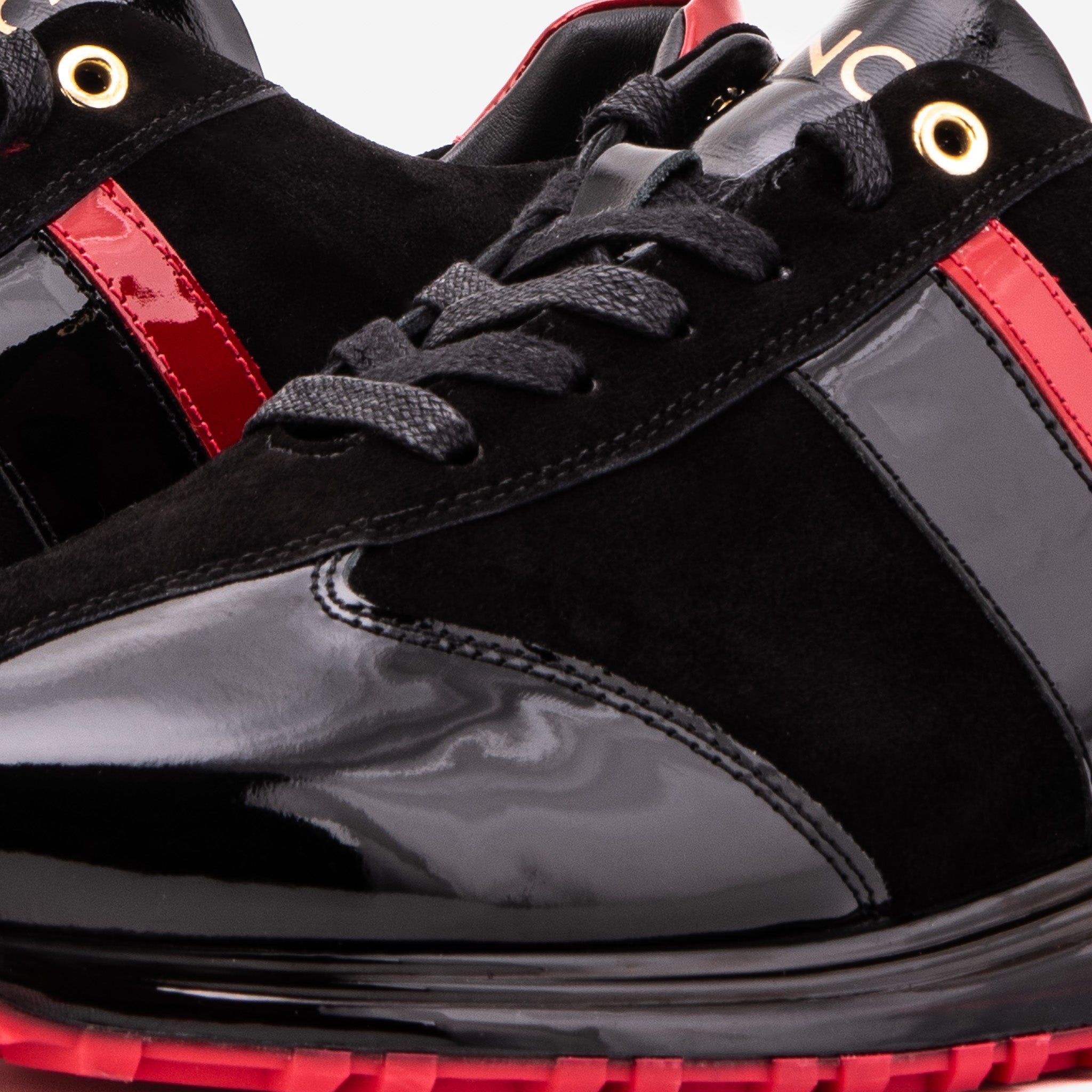 The Inferno Black & Red Leather Men Sneaker