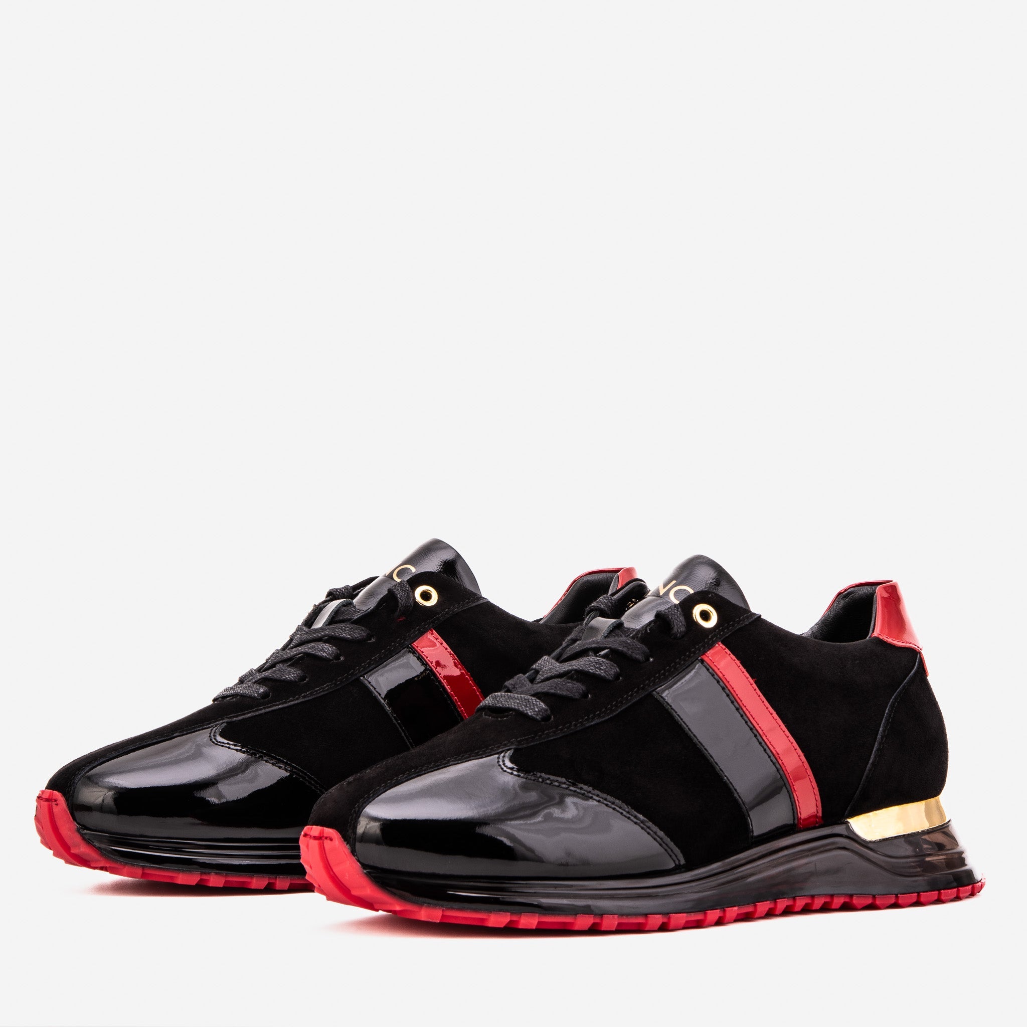 The Inferno Black & Red Leather Men Sneaker