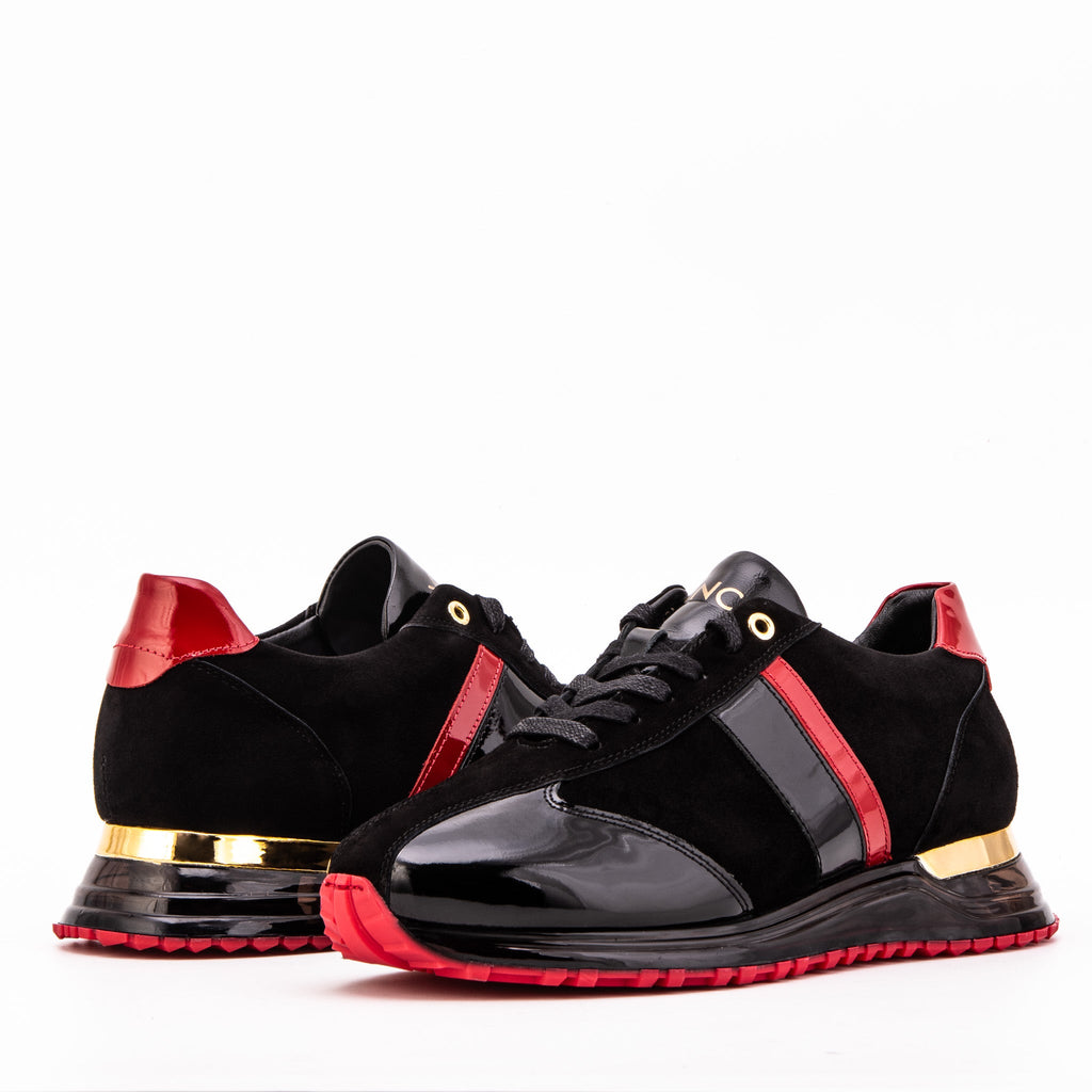 The Inferno Black & Red Leather Men Sneaker