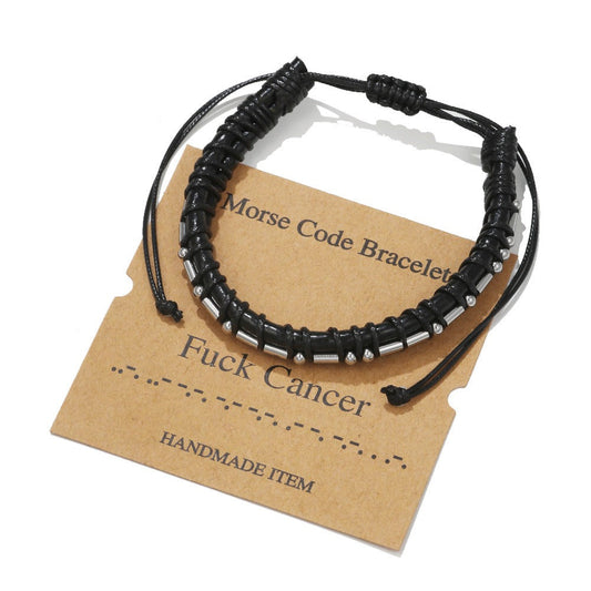 Harajuku Style Leather & Stainless Steel Alphanumeric Couple Bracelet