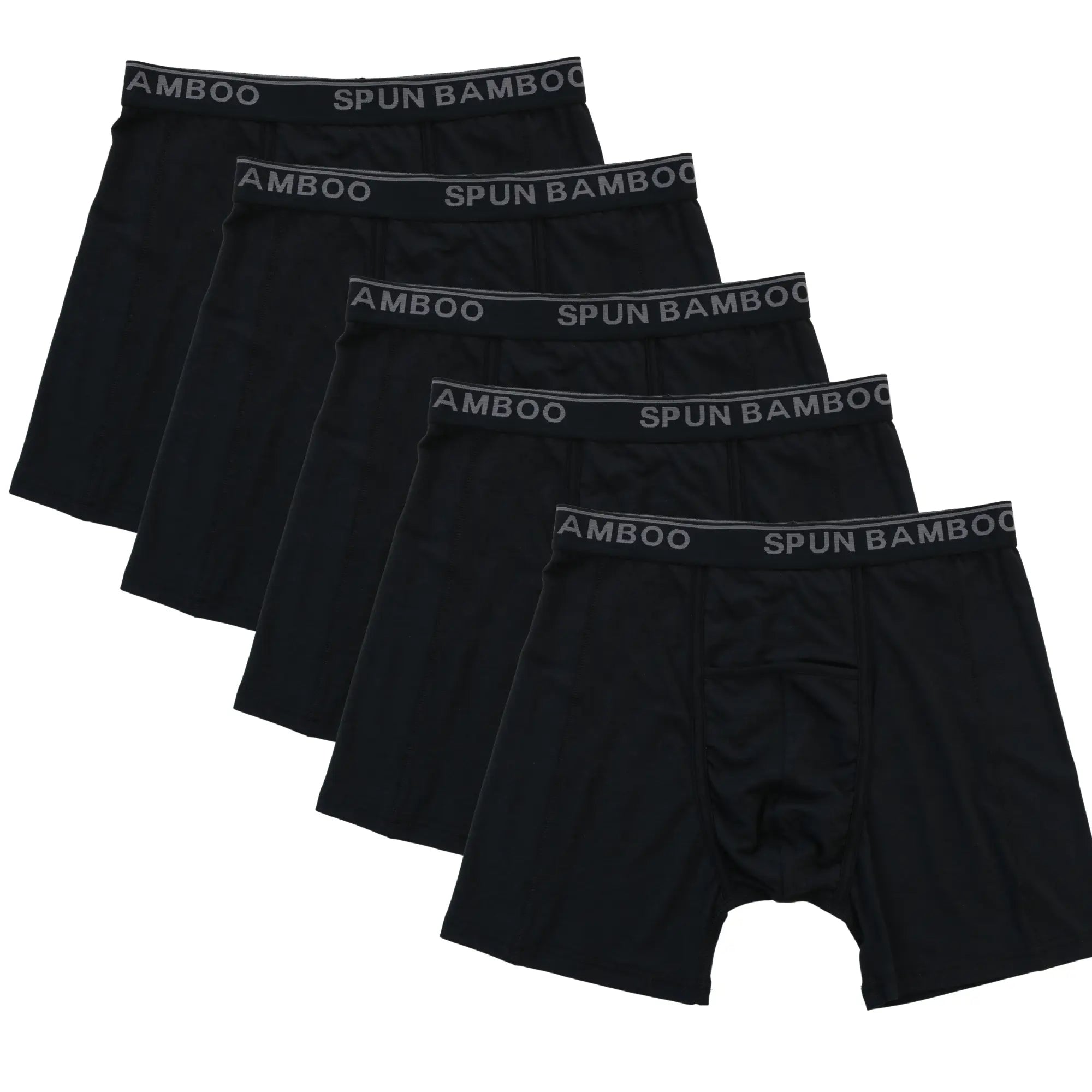Men's Bamboo Viscose Boxer Briefs Underwear Black Color - 5-pack Spun Bamboo