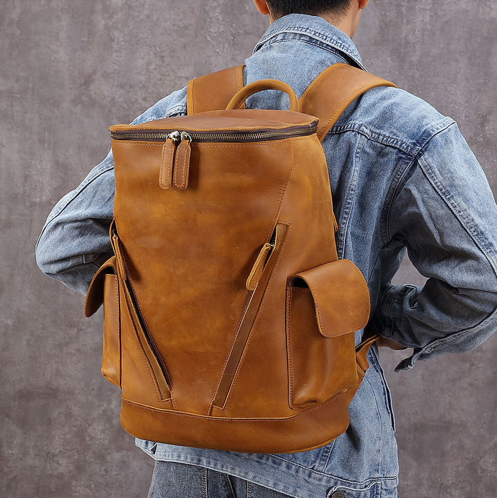 Men's Large Capacity Leather Travel Backpack Sell My Stuff