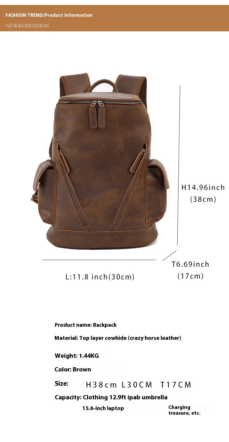 Men's Large Capacity Leather Travel Backpack Sell My Stuff