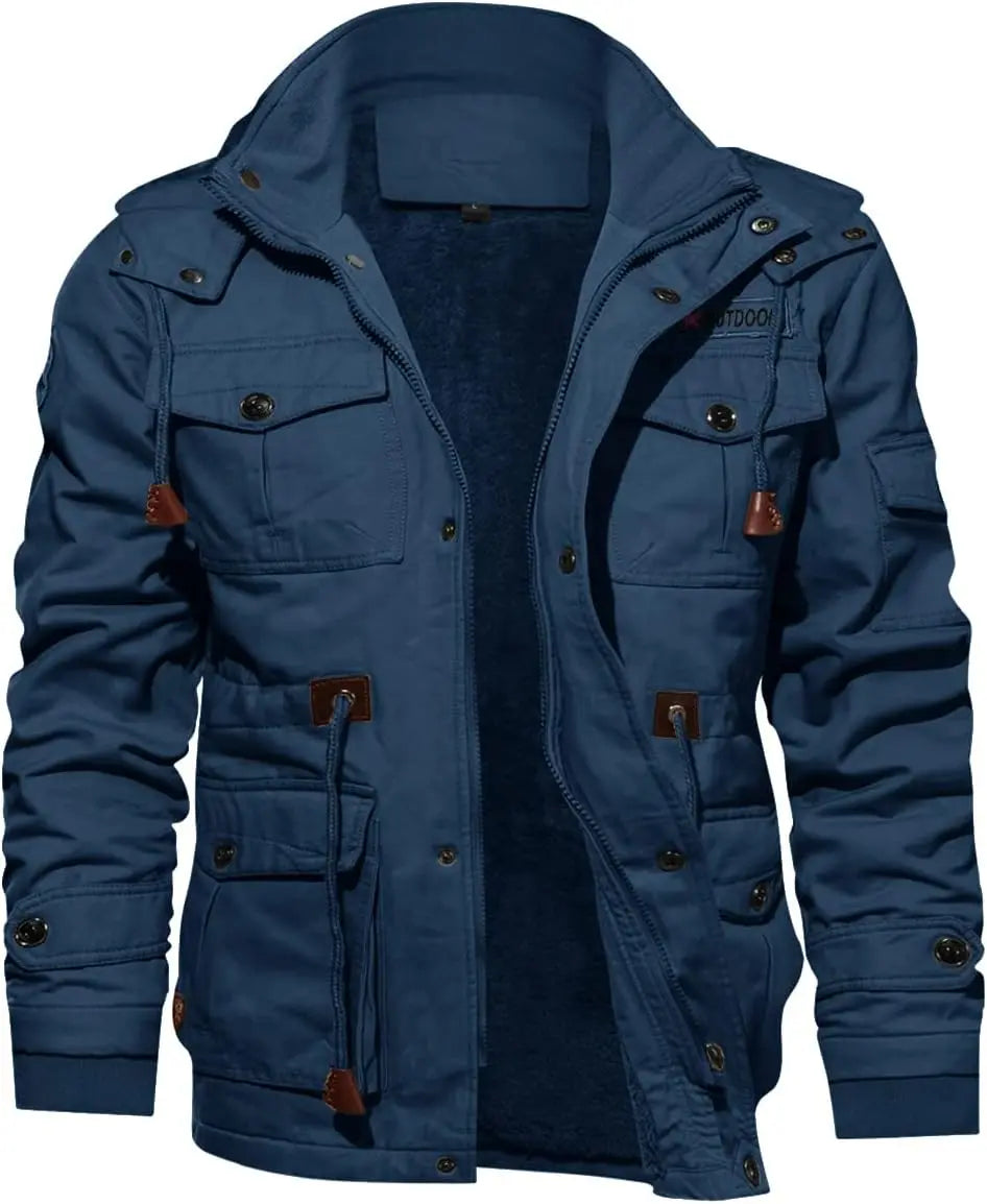 7DAY'S Men's Winter Jacket Cotton Military Jackets Fleece Lined Thick Work Warm Cargo Coats with Hooded 7DAY'S