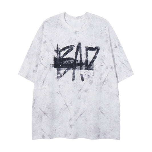 Harajuku Style Distressed Letter Print Casual Tee