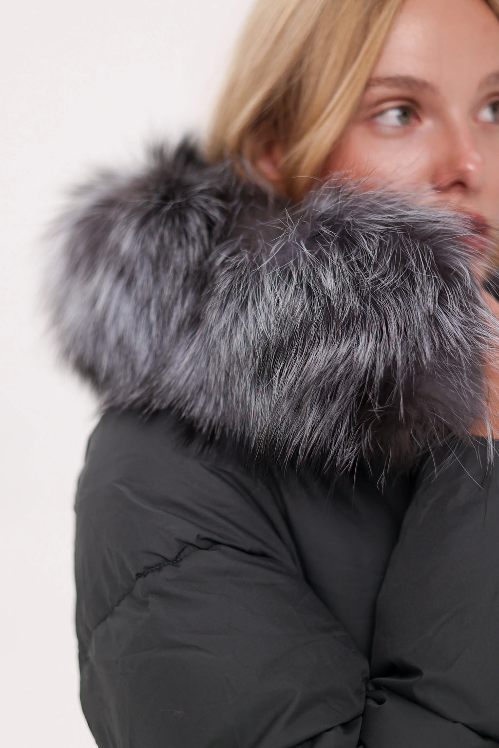 Genuine Silver Fox Belted Winter Insulated Coat Alaska® Outerwear Company