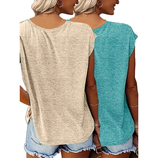 2-Pack Wildflowers Graphic Print V-Neck Tee Tops