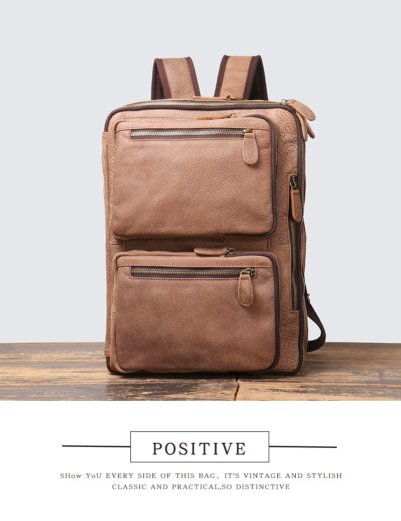 Men's Large Capacity Leather Travel Backpack Sell My Stuff