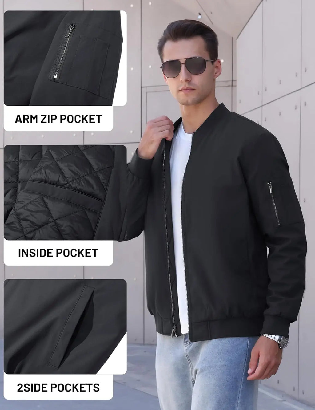7DAY'S Men's Bomber Jackets Thermal Quilted Jacket Water Resistant Warm Winter Coats 7DAY'S