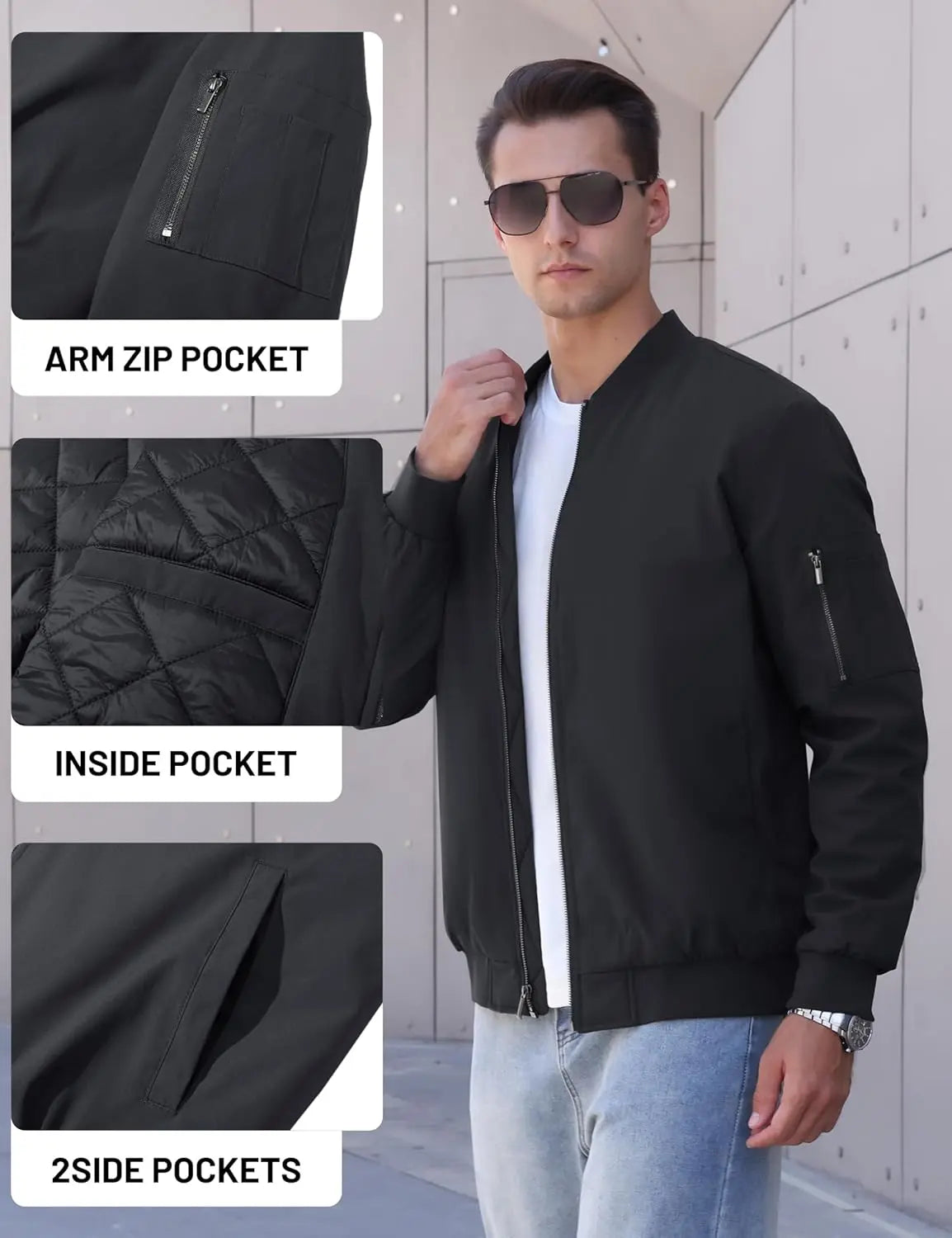 7DAY'S Men's Bomber Jackets Thermal Quilted Jacket Water Resistant Warm Winter Coats 7DAY'S