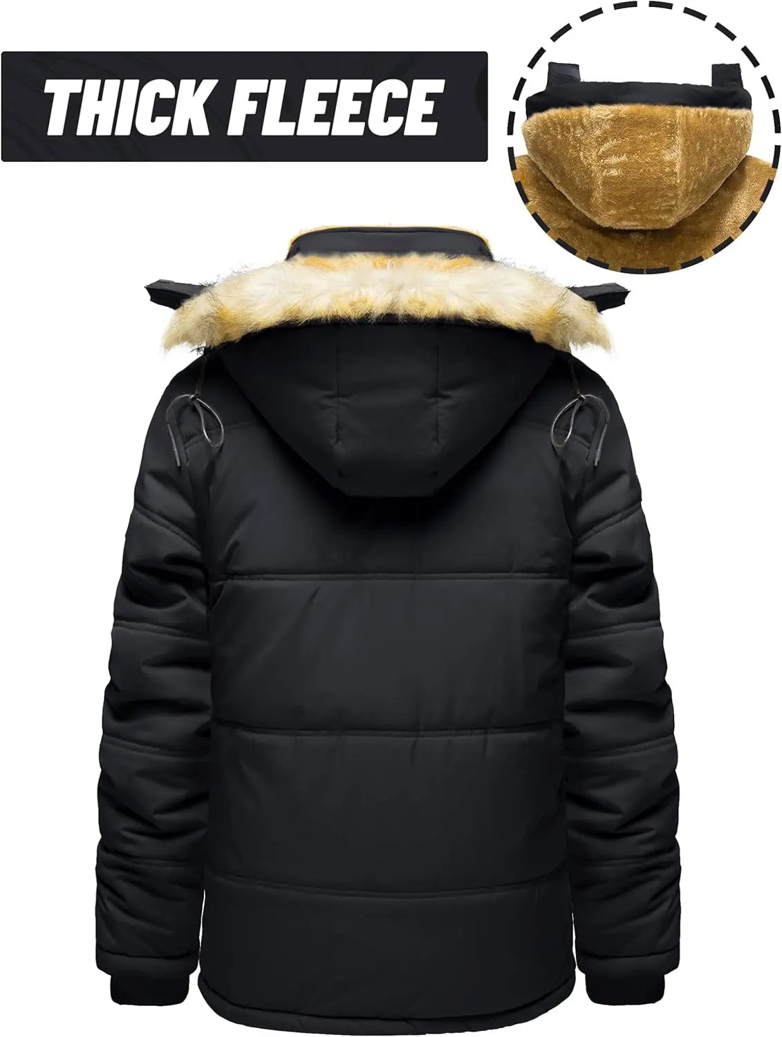 7DAY'S Men's Winter Jacket with Hood Water Repellent Windproof Thicken Parka Winter Coat 7DAY'S