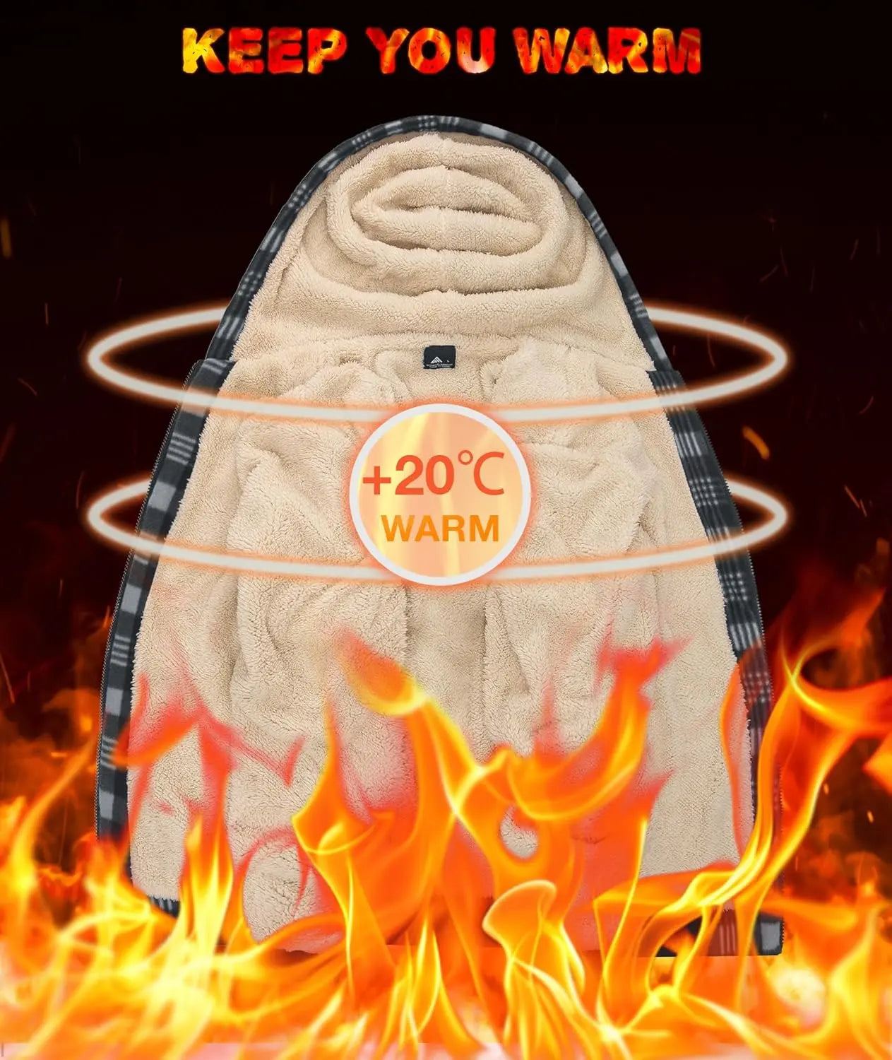 Mens Plaid Hoodies Winter Zip Up Fleece Jacket Sherpa Fleece Lined Warm Flannel Jacket Coat 7DAY'S