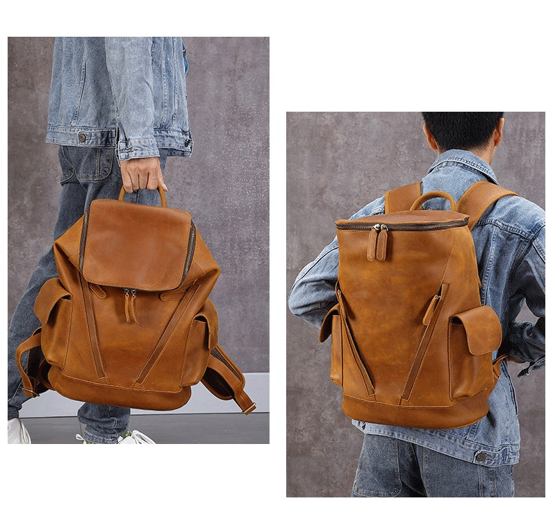 Men's Large Capacity Leather Travel Backpack Sell My Stuff