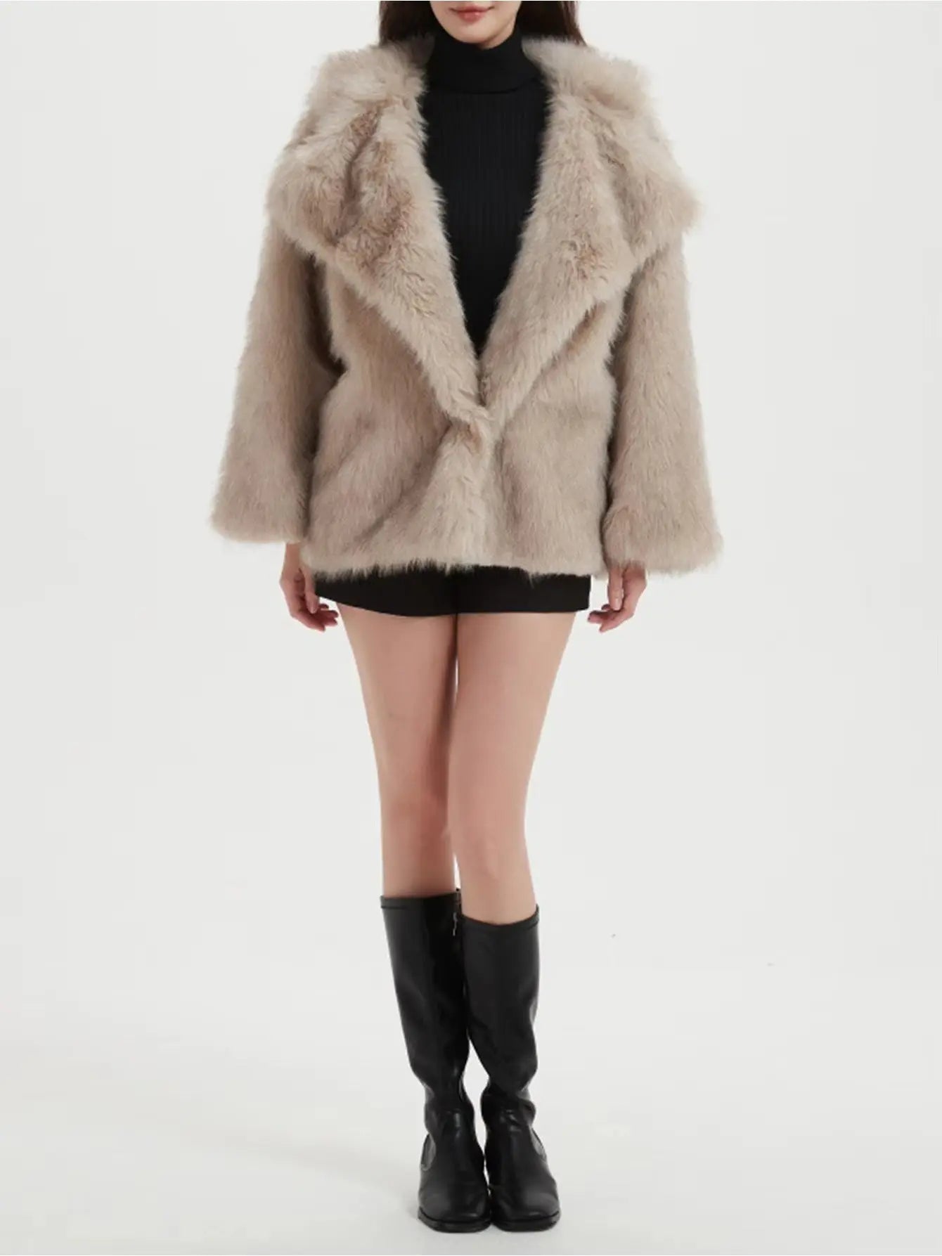 Elegant Sophisticated  Formal Wear V-neck Winter Coat Trendy Attic Store01