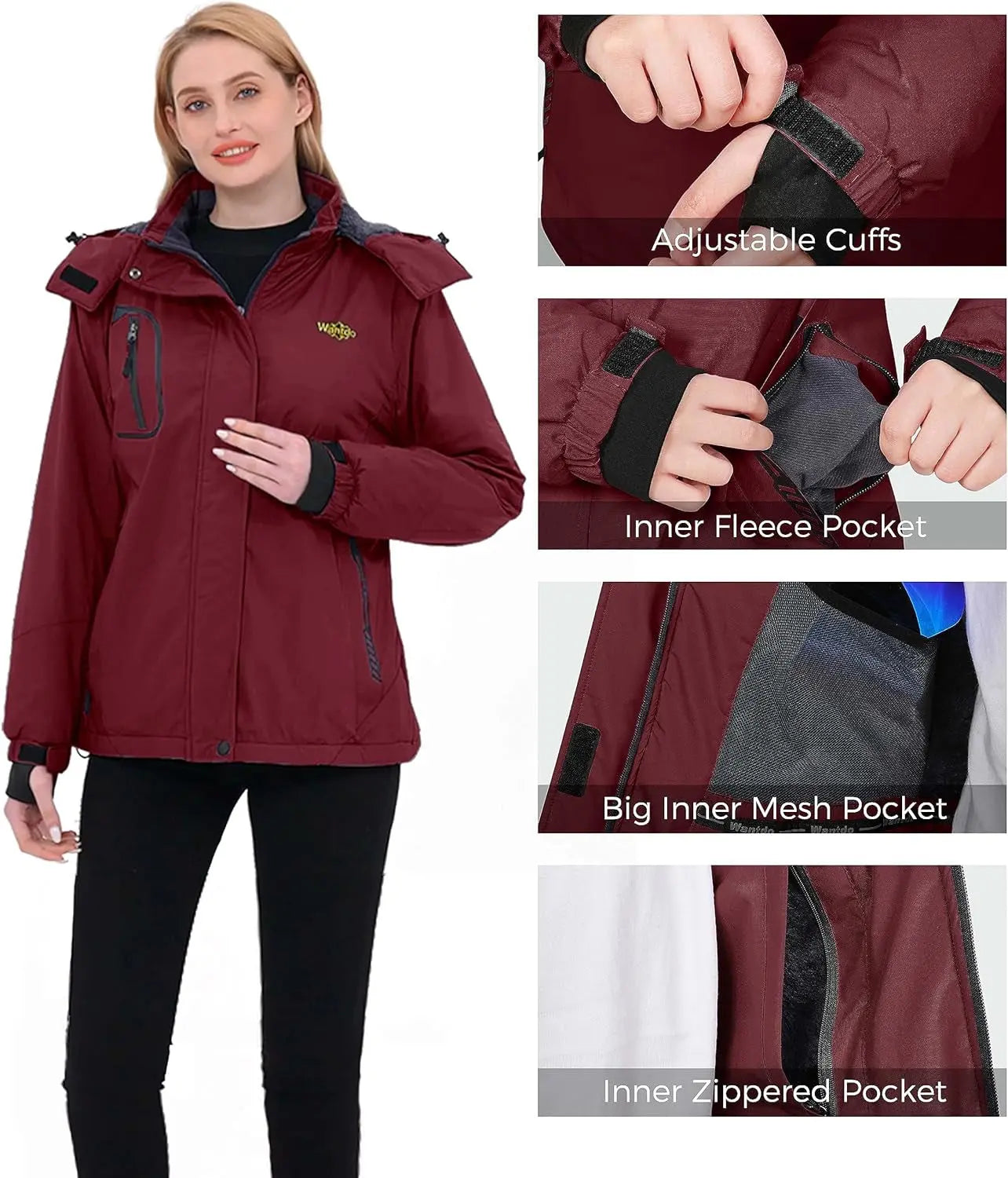 Women's Mountain Waterproof Ski Jacket Windproof Rain Jacket Winter Warm Hooded Coat Rnispir Store