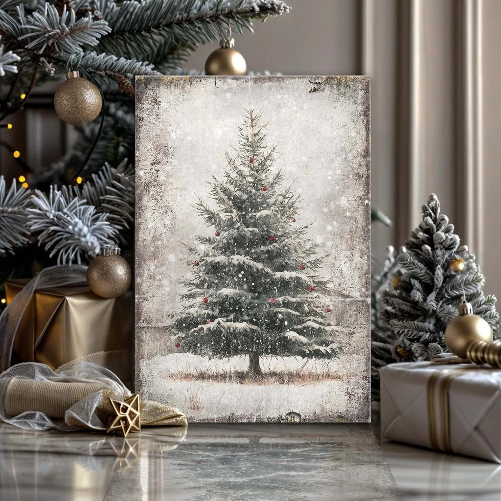 Vintage Pine Tree Christmas Wall Art III Tailored Canvases