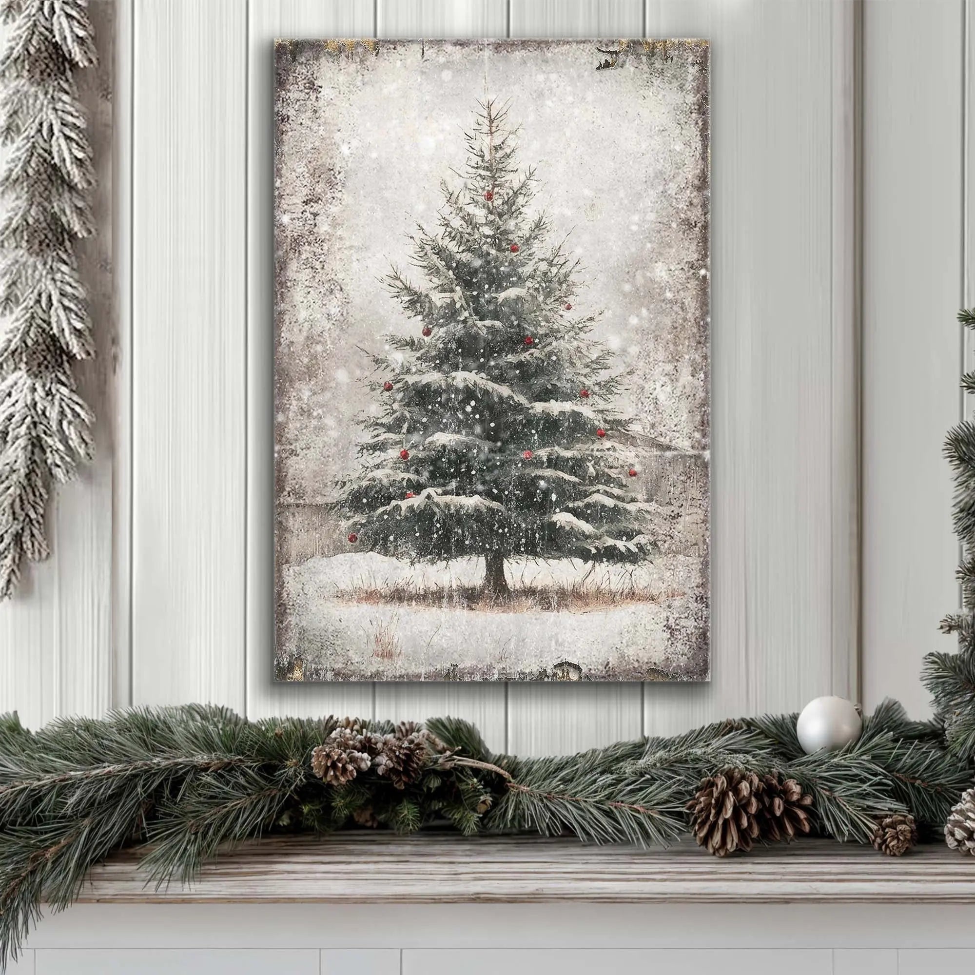 Vintage Pine Tree Christmas Wall Art III Tailored Canvases