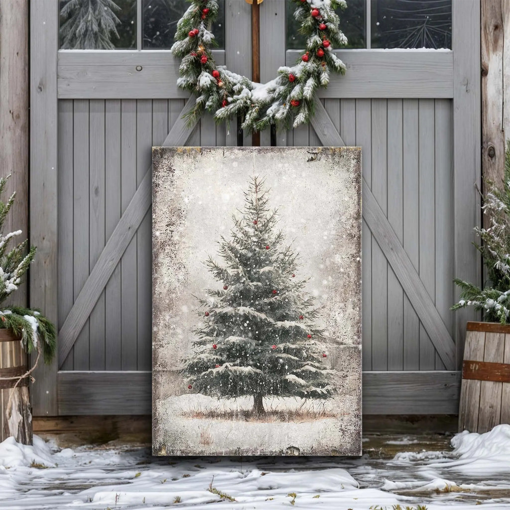 Vintage Pine Tree Christmas Wall Art III Tailored Canvases