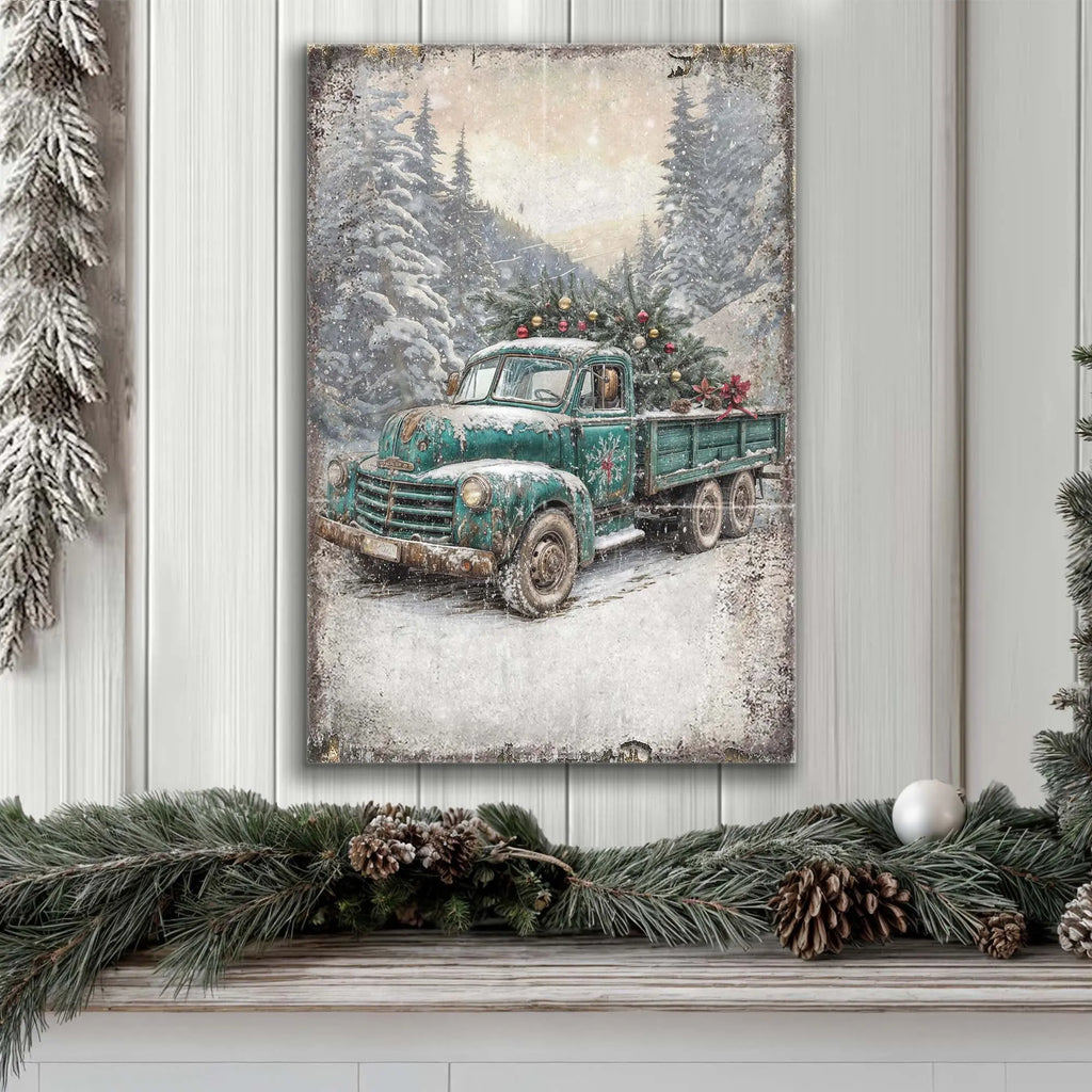 Vintage Truck With Christmas Tree Wall Art Tailored Canvases