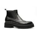 Black Brogue Leather Chelsea Boots