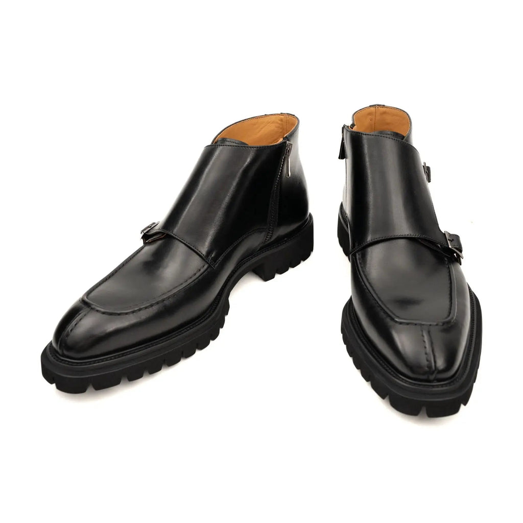 Black Double Monk Lug Boot