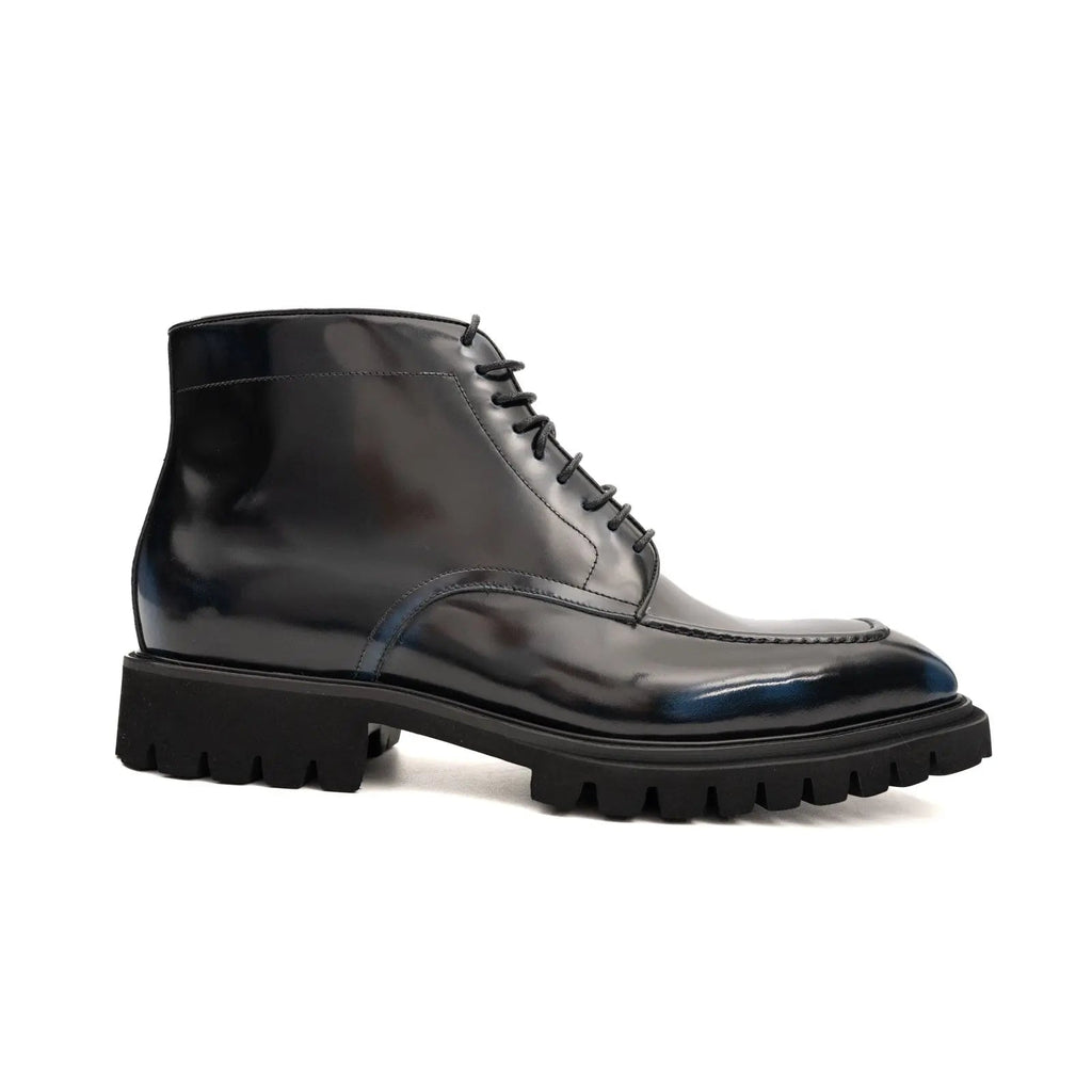 Blue Patent Lug Sole Boot