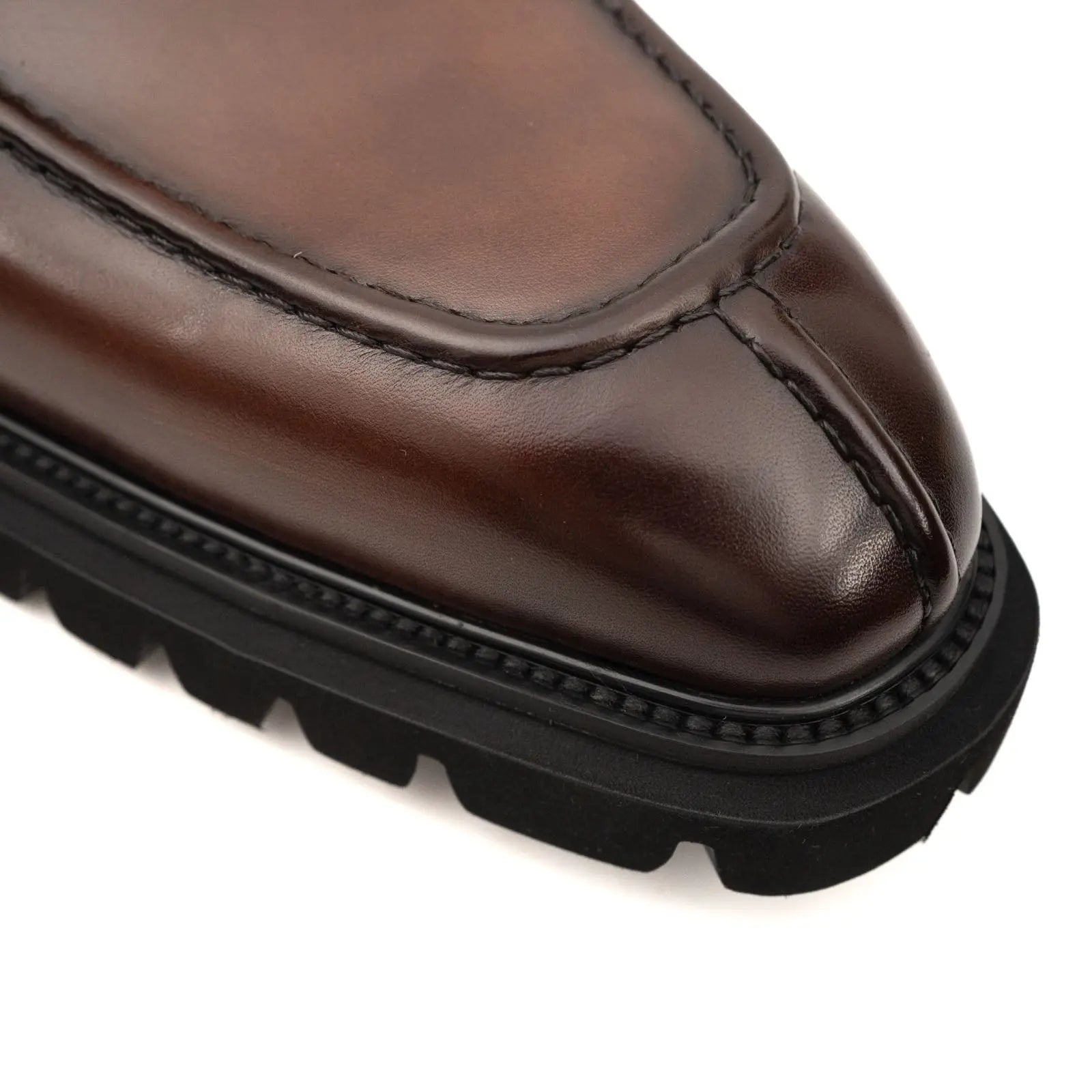 Borwn Burnished Double Monk Boot