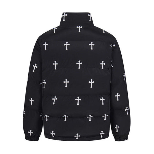 Print Stand Collar Cotton Coat Warm Puffer Jacket Thick Outerwear