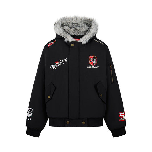 Embroidered Cotton Jacket with Badge Letters