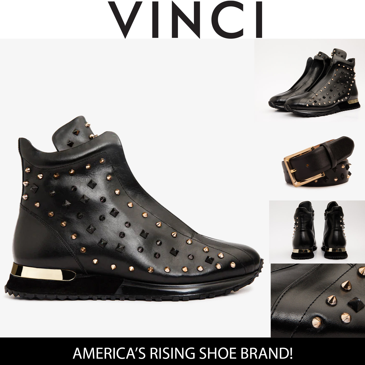 The Infanta High-Top Black Spike Leather Men Sneaker Limited Edition