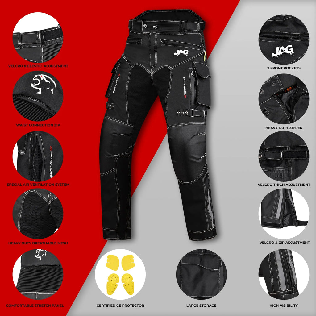JAG Maverick Motorcycle Protective Pant - Black JAG