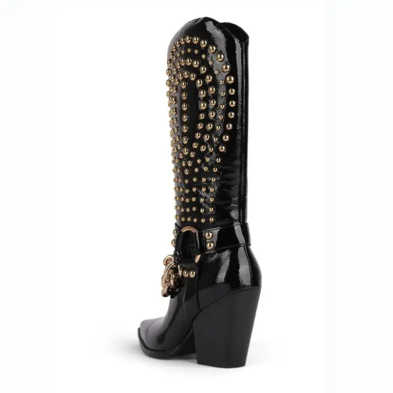 Knight Studded Cowboy Boots | Punk Rock Style with Rivets & Chains Country in My Heart