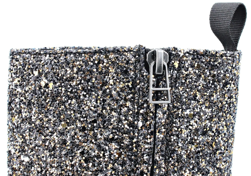 Silver Glitter Side Zipper Heel Chelsea Boots OSSTONE