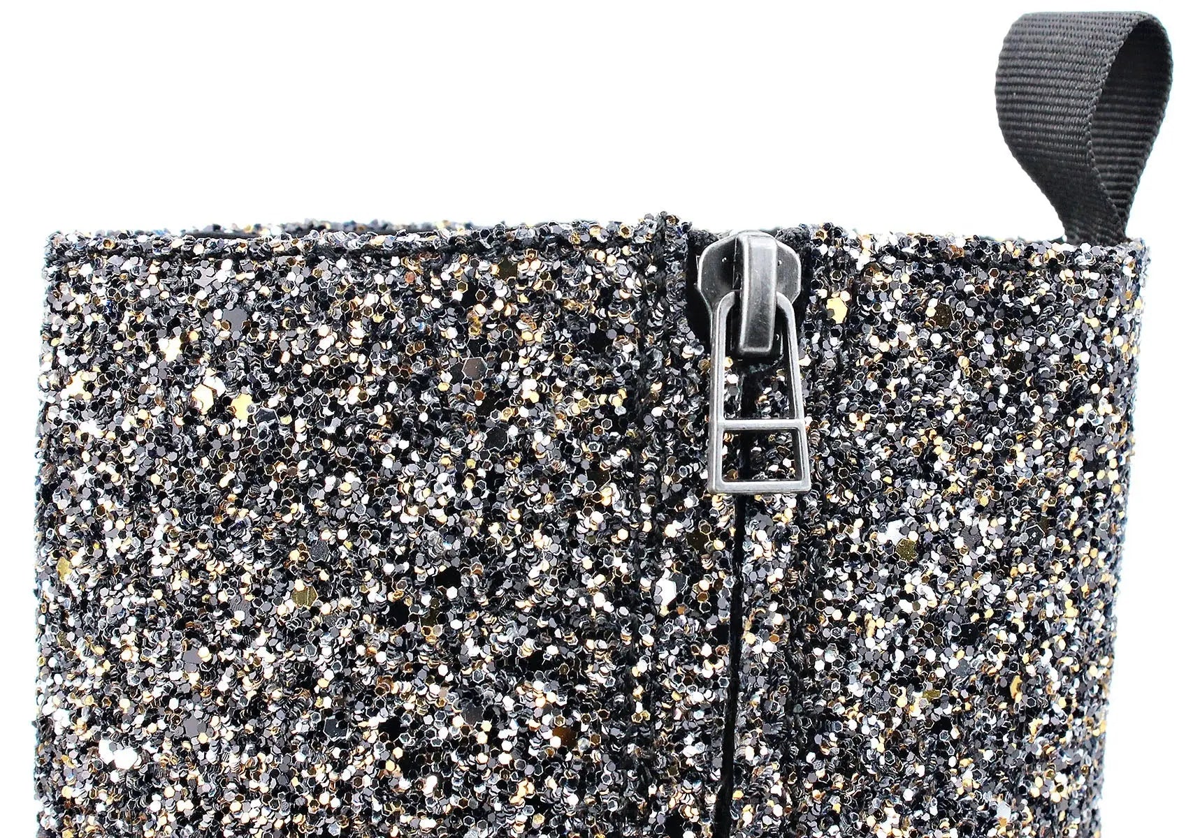 Silver Glitter Side Zipper Heel Chelsea Boots OSSTONE