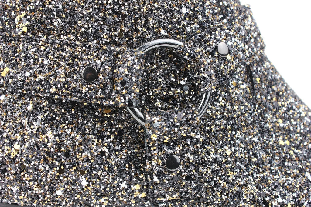 Silver Glitter Side Zipper Heel Chelsea Boots OSSTONE