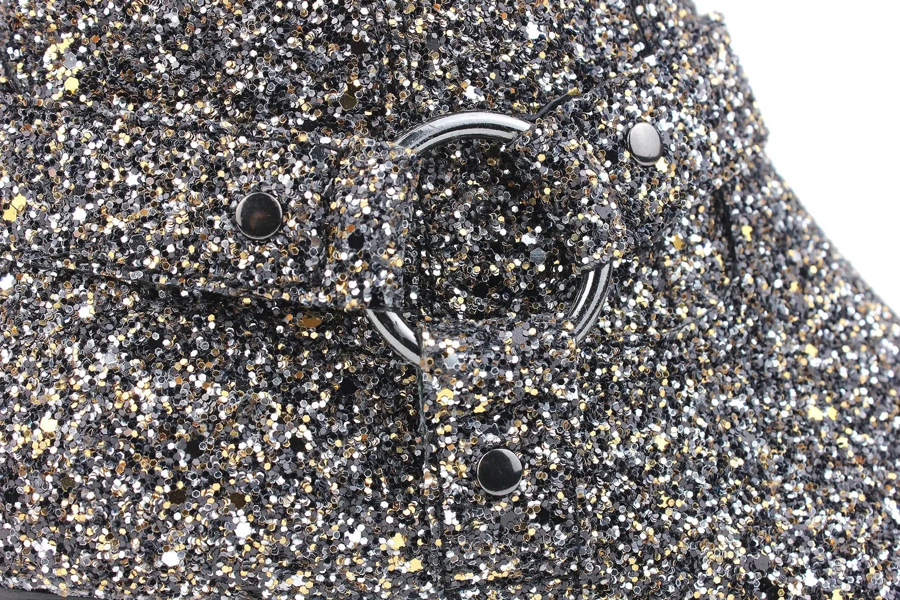 Silver Glitter Side Zipper Heel Chelsea Boots OSSTONE