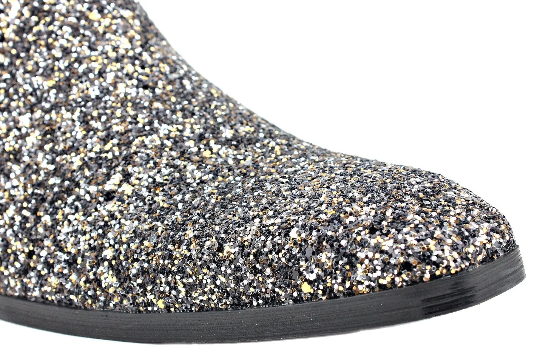 Silver Glitter Side Zipper Heel Chelsea Boots OSSTONE