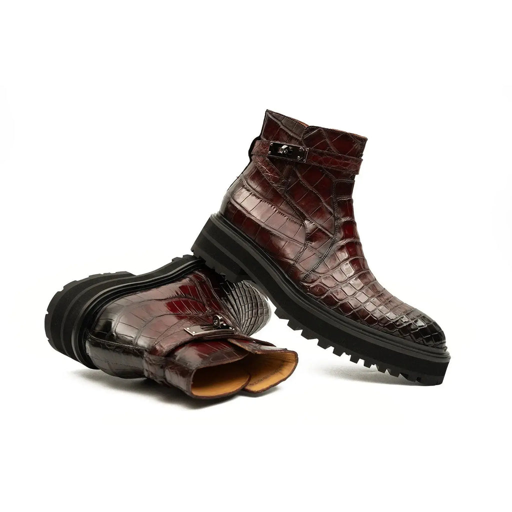 Handmade Nile Croc Chelsea Boots with Buckle DV DIVINCH