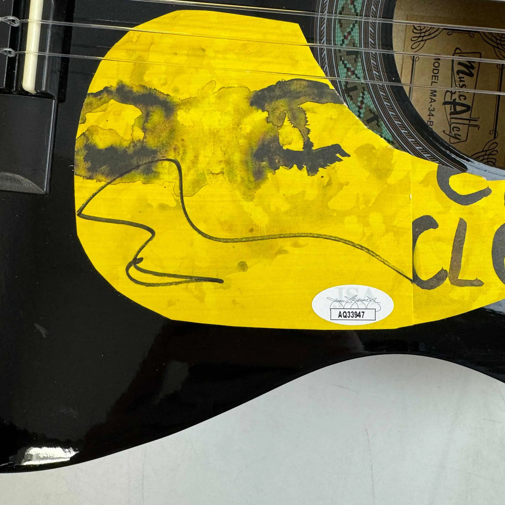 Autographed/Signed Ed Sheeran 39  Black Acoustic Guitar Eyes Closed Music Instrument JSA Holo Hall of Fame Sports Memorabilia