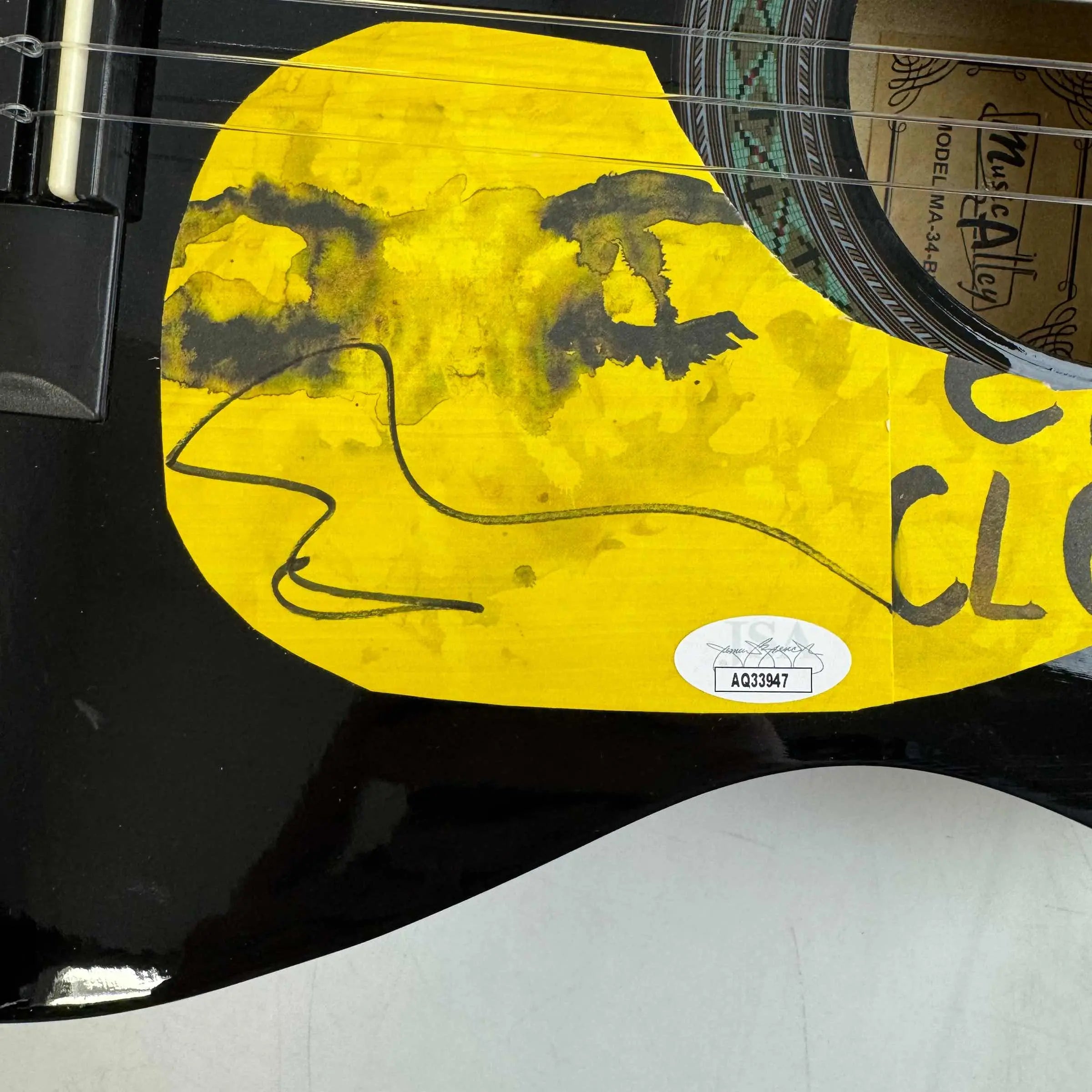 Autographed/Signed Ed Sheeran 39  Black Acoustic Guitar Eyes Closed Music Instrument JSA Holo Hall of Fame Sports Memorabilia