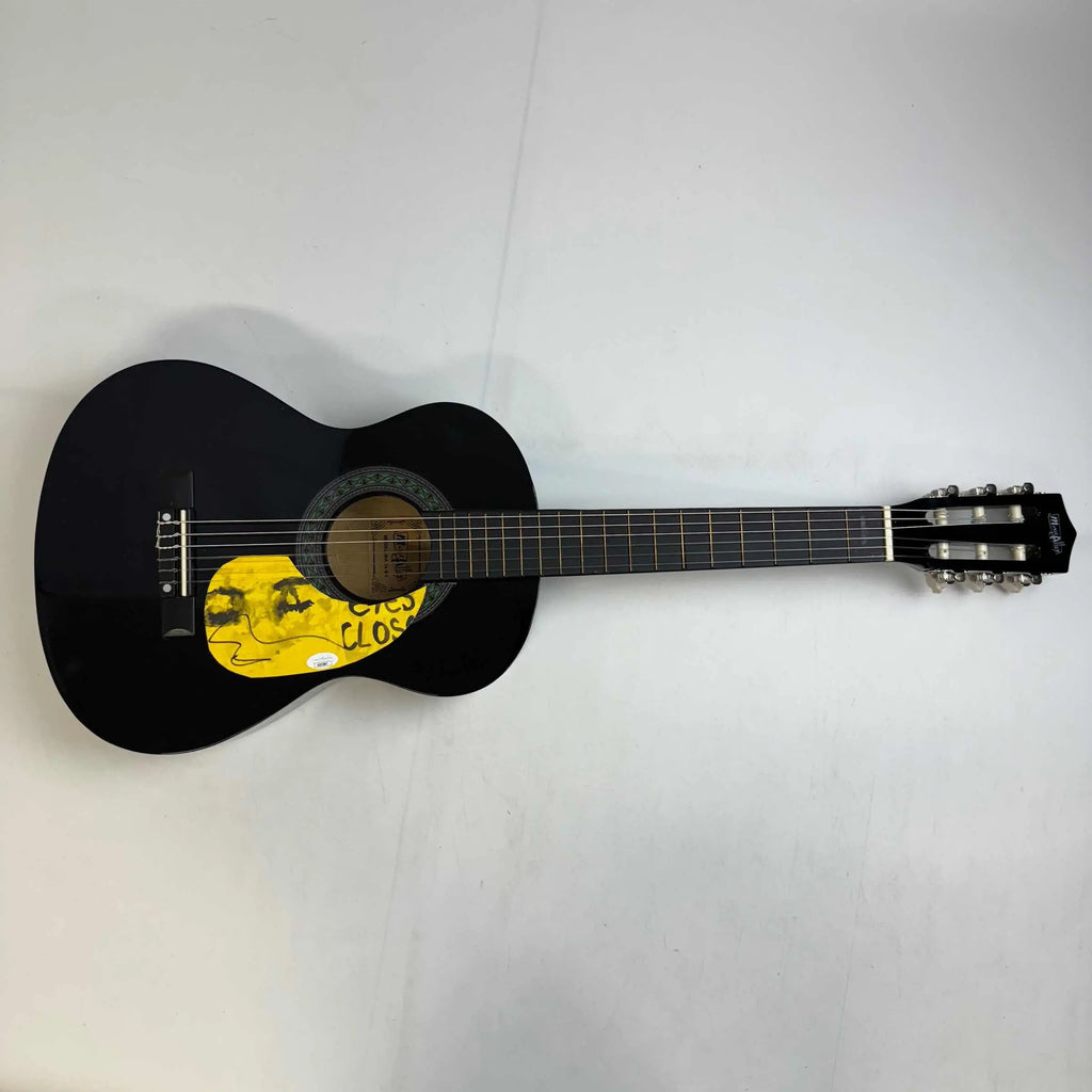 Autographed/Signed Ed Sheeran 39  Black Acoustic Guitar Eyes Closed Music Instrument JSA Holo Hall of Fame Sports Memorabilia