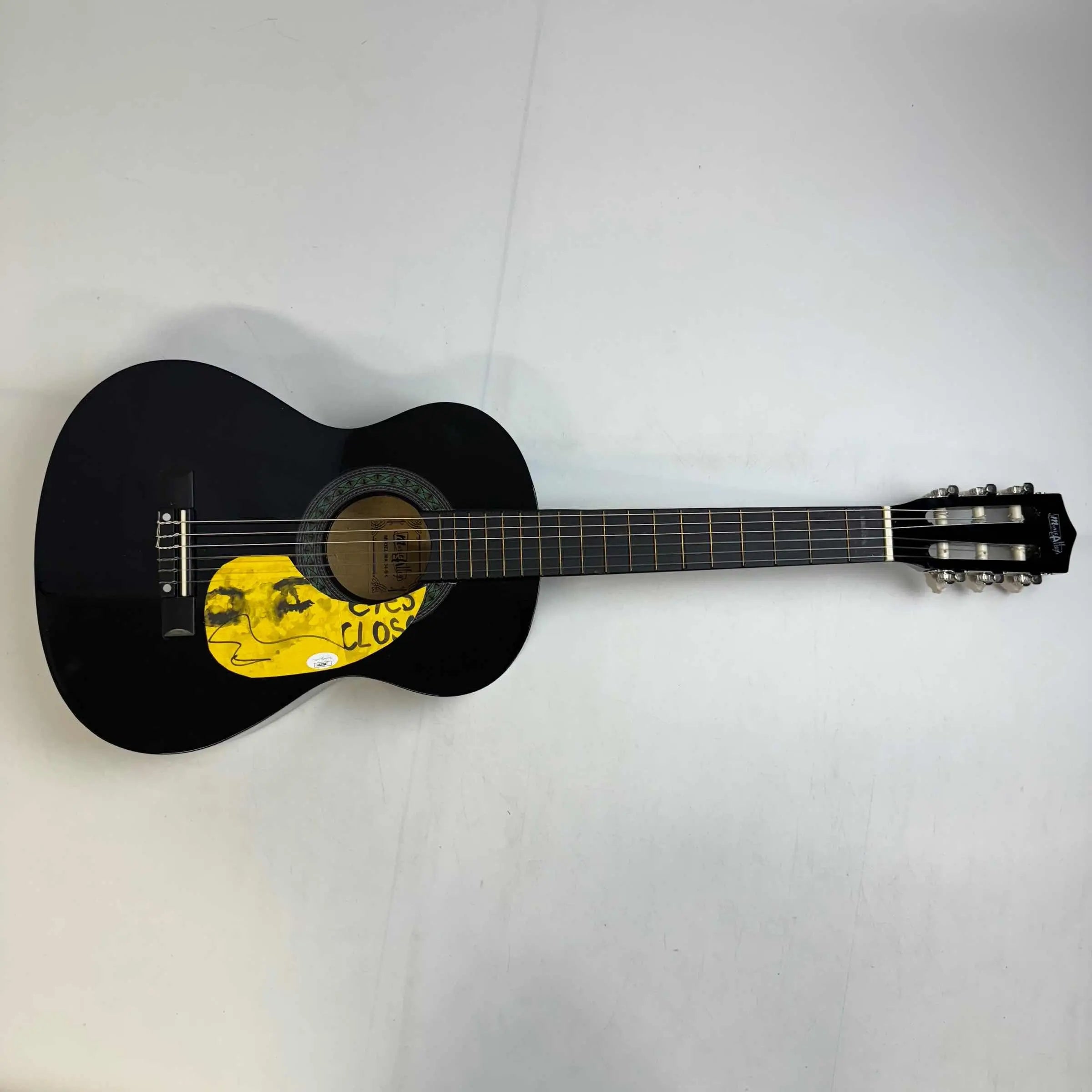 Autographed/Signed Ed Sheeran 39  Black Acoustic Guitar Eyes Closed Music Instrument JSA Holo Hall of Fame Sports Memorabilia